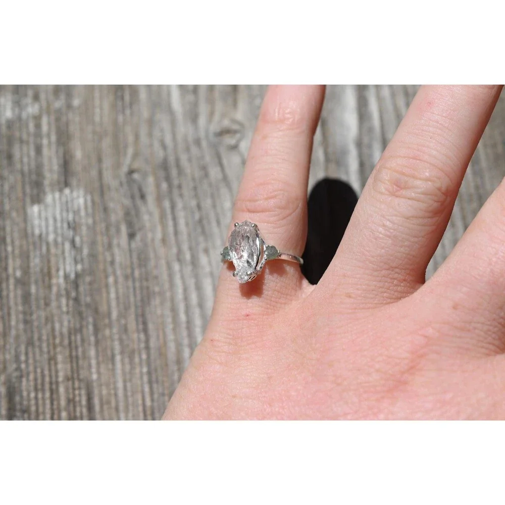 Engagement ring Montana sapphire and Lake County diamond  size 5 6 7 8 9 10 avel